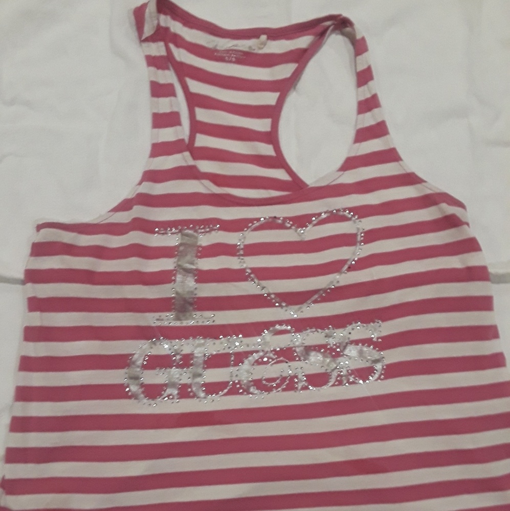 Pink and White Stripe Tank Top Shirt
